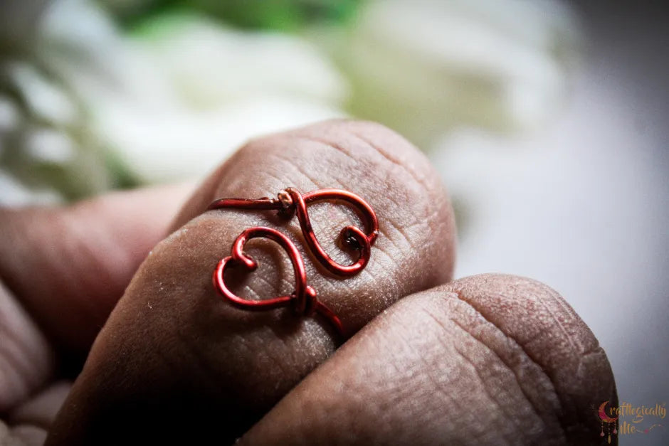Double Hearts Ring – Handmade Wire Wrapped Adjustable Ring (3 Unique Designs)