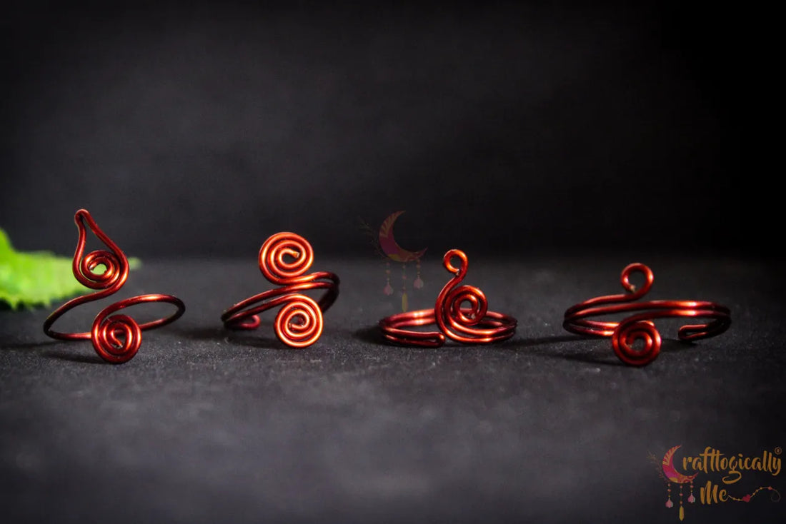 Swirl Adjustable Rings (Set of 4) – Handmade Wire Wrapped Ring Set