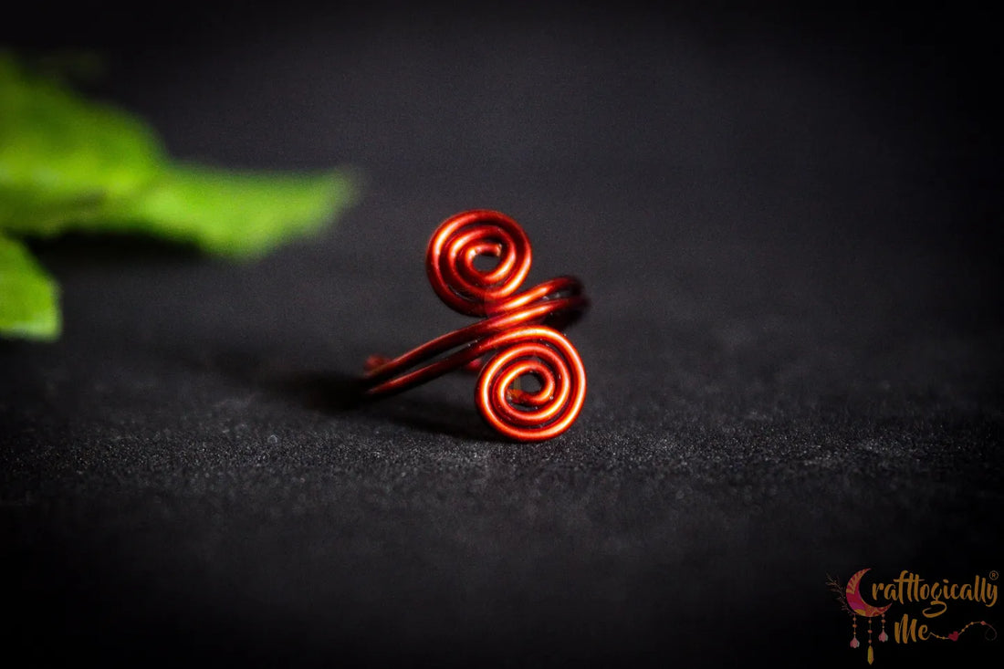 Double Swirl Adjustable Ring – Handmade Wire Wrapped Statement Ring