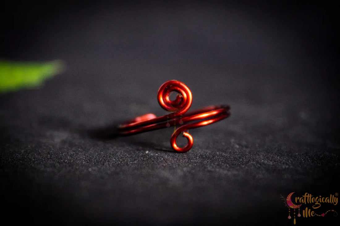 Asymmetric Swirl Adjustable Ring – Handmade Wire Wrapped Statement Ring