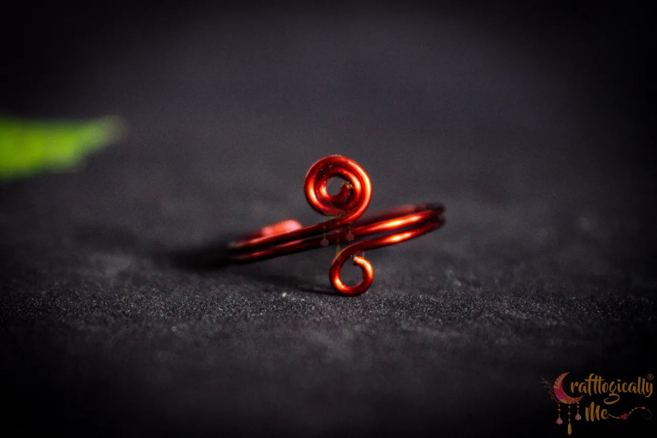 Asymmetric Swirl Adjustable Ring – Handmade Wire Wrapped Statement Ring