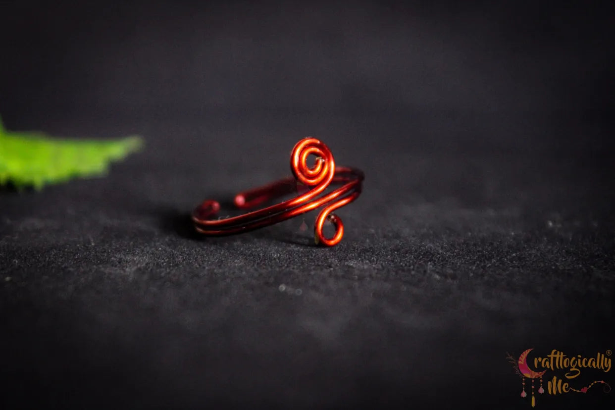 Asymmetric Swirl Adjustable Ring – Handmade Wire Wrapped Statement Ring