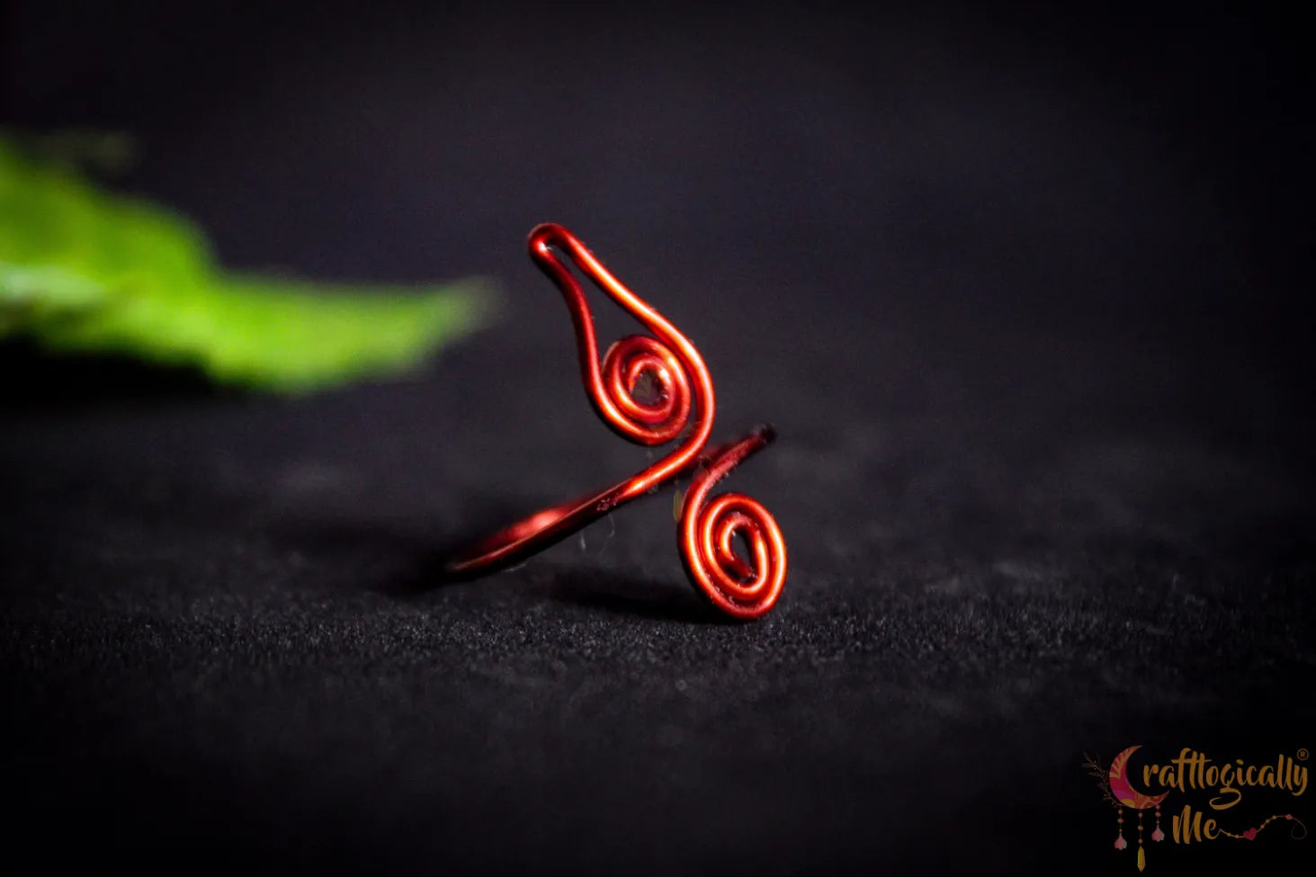 Leaf Swirl Adjustable Ring – Handmade Wire Wrapped Nature-Inspired Ring