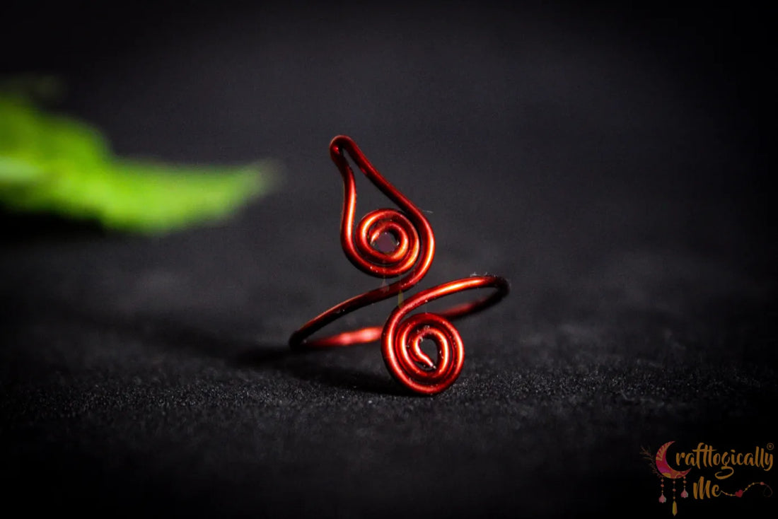 Leaf Swirl Adjustable Ring – Handmade Wire Wrapped Nature-Inspired Ring
