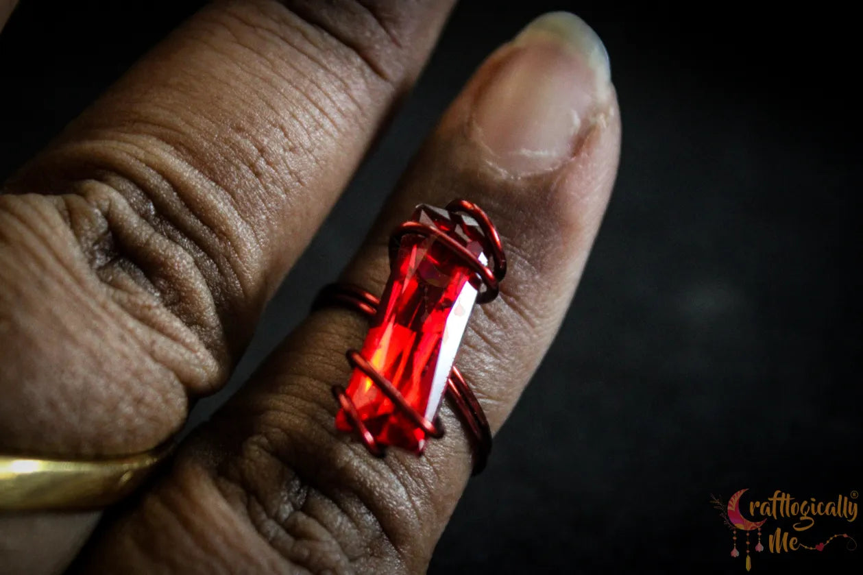 Stylish Rhinestone Ring – Handmade Wire Wrapped Sparkling Ring