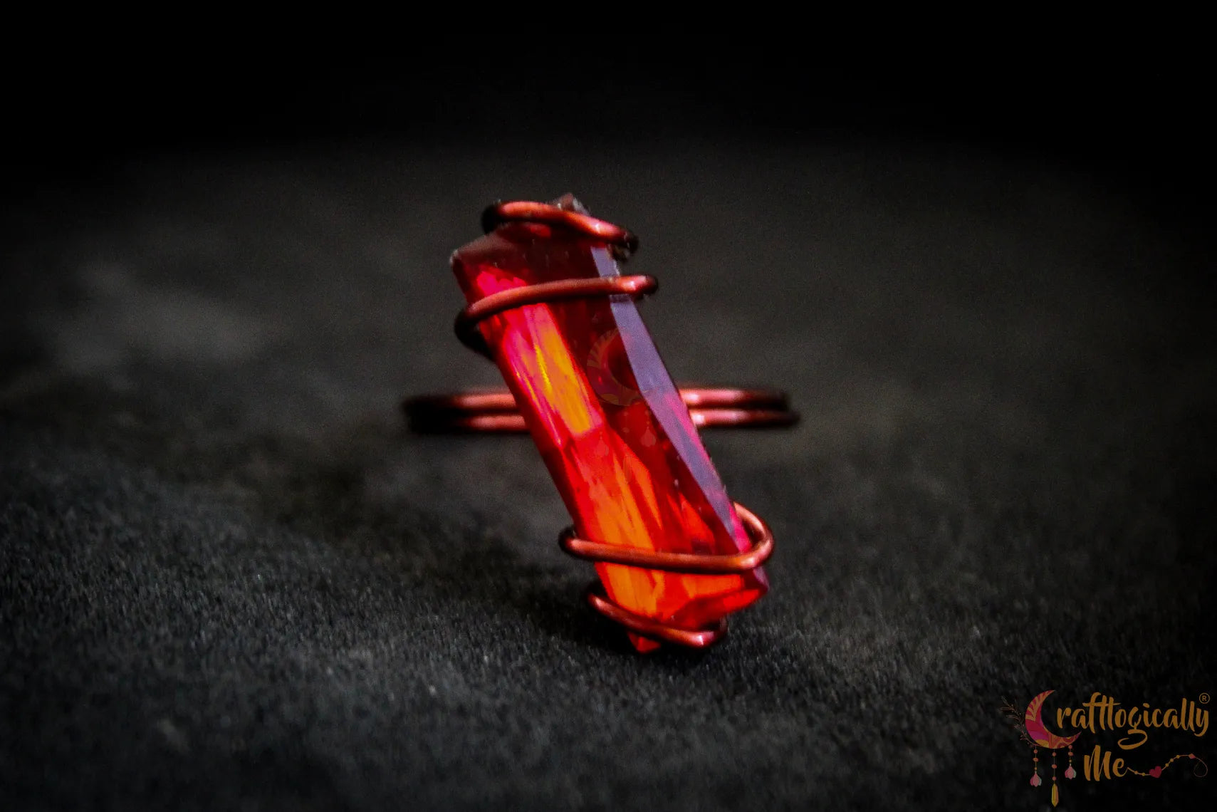 Stylish Rhinestone Ring – Handmade Wire Wrapped Sparkling Ring