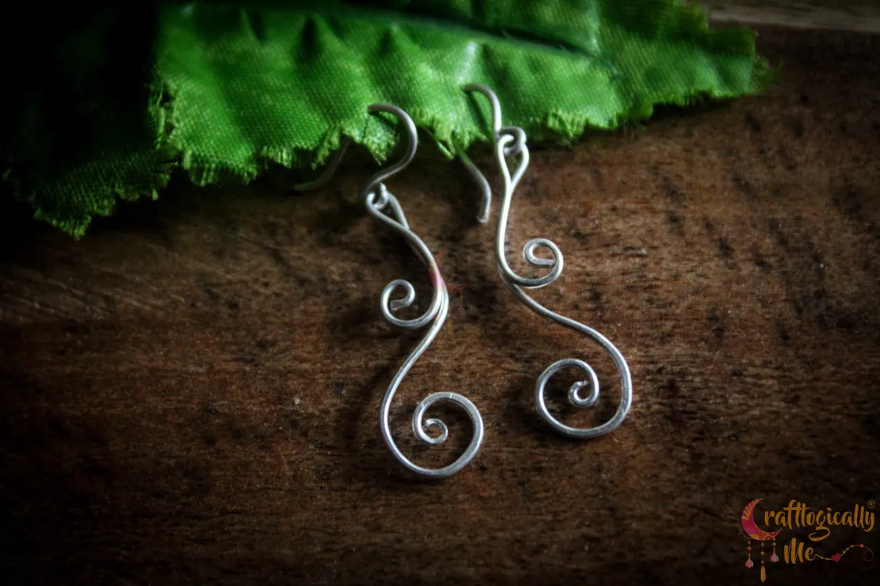Silver Swirly Long Earrings – Fine Silver Handmade Jewelry