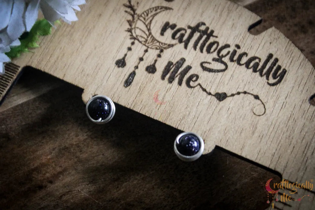 Silver Blue Sandstone Bead Wrap Stud – Fine Silver Handmade Gemstone Earrings