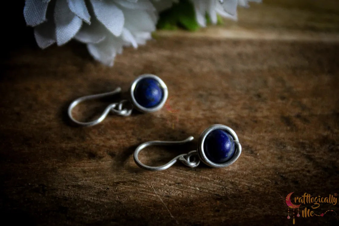 Silver Sodalite Bead Wrap Earrings – Fine Silver Handmade Gemstone Jewelry