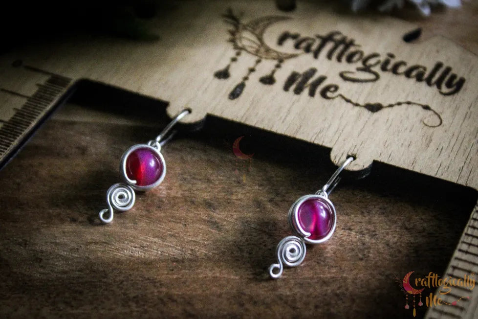 Silver Pink Agate Swirly Wrap Earrings – Fine Silver Handmade Gemstone Jewelry