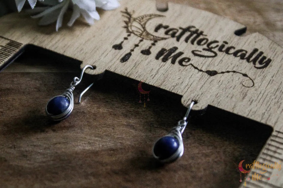 Silver Sodalite Herring-Bone Wrap Earrings – Fine Silver Handmade Gemstone Jewelry