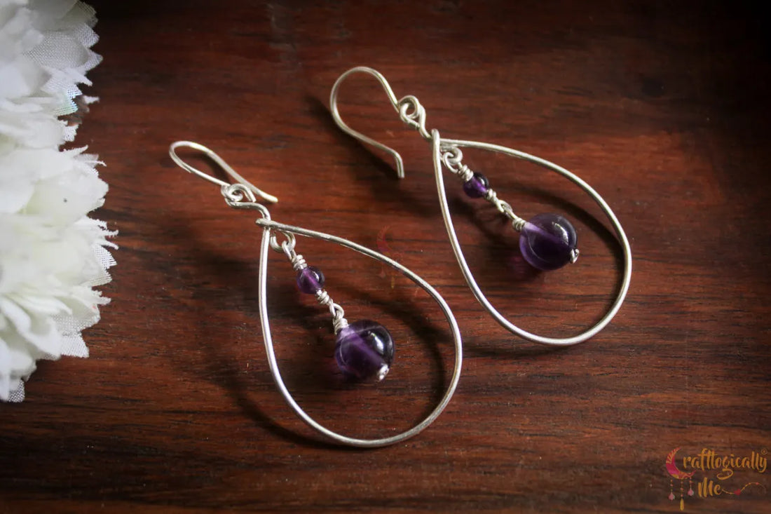 Silver Amethyst Drop Gemstone Earrings – Fine Silver Jewelry