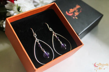Silver Amethyst Drop Gemstone Earrings – Fine Silver Jewelry