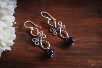 Silver Amethyst Filigree Gemstone Earrings – Fine Silver Jewelry