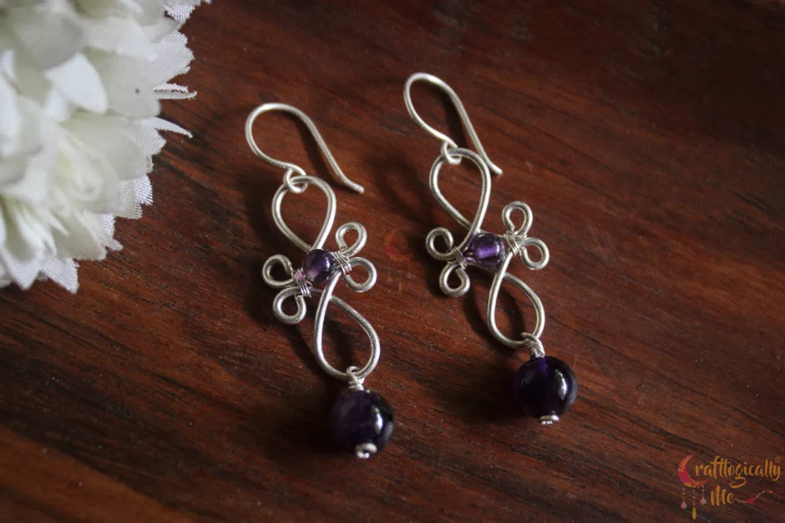 Silver Amethyst Filigree Gemstone Earrings – Fine Silver Jewelry