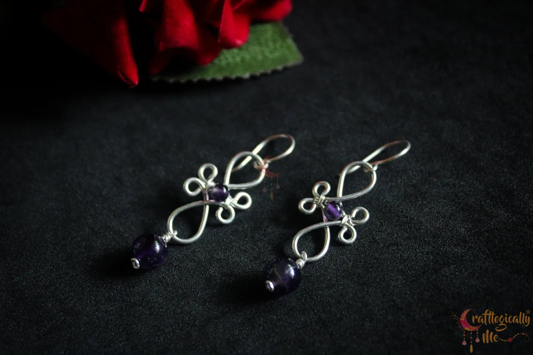 Silver Amethyst Filigree Gemstone Earrings – Fine Silver Jewelry