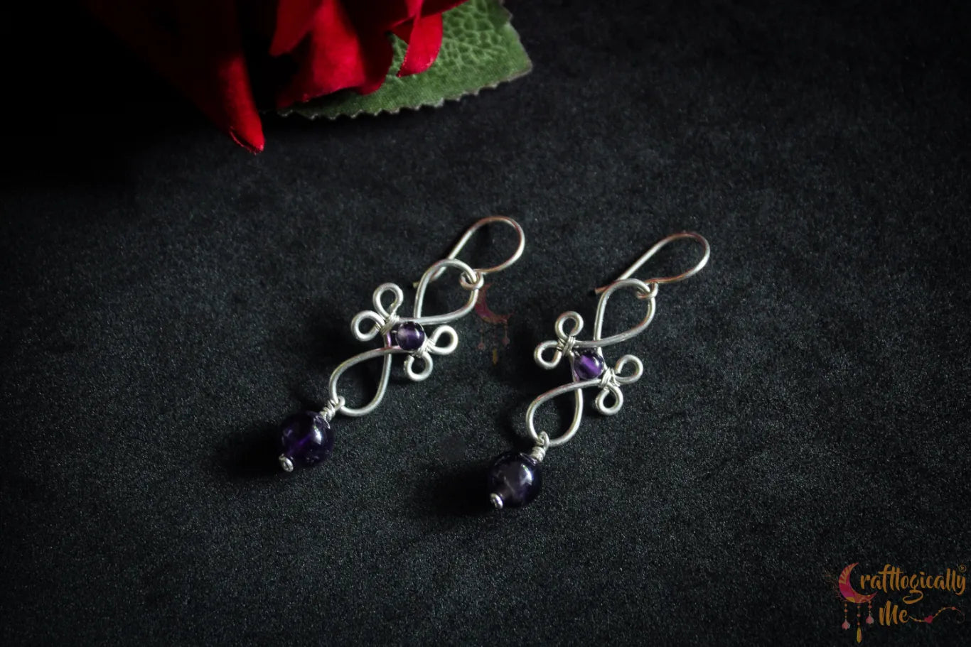 Silver Amethyst Filigree Gemstone Earrings – Fine Silver Jewelry