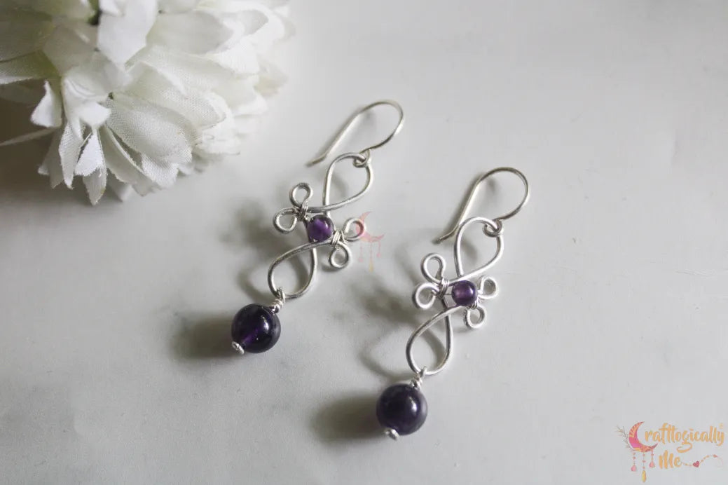 Silver Amethyst Filigree Gemstone Earrings – Fine Silver Jewelry