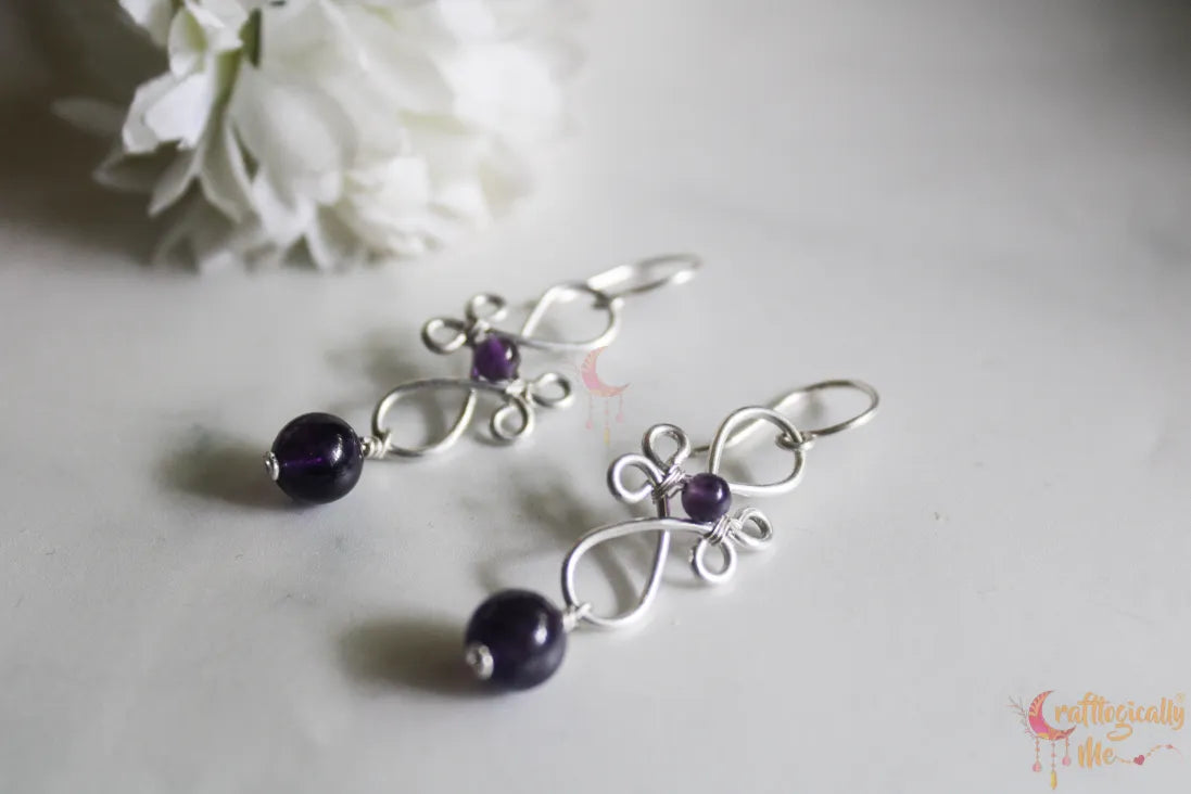 Silver Amethyst Filigree Gemstone Earrings – Fine Silver Jewelry