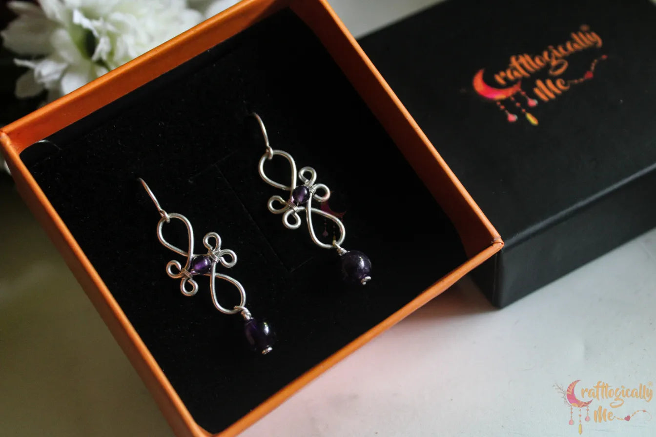 Silver Amethyst Filigree Gemstone Earrings – Fine Silver Jewelry