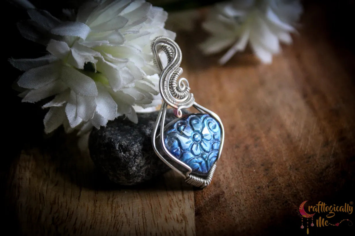 Silver Carved Blue Labradorite Heart Pendant – Fine Silver Artisan Jewelry