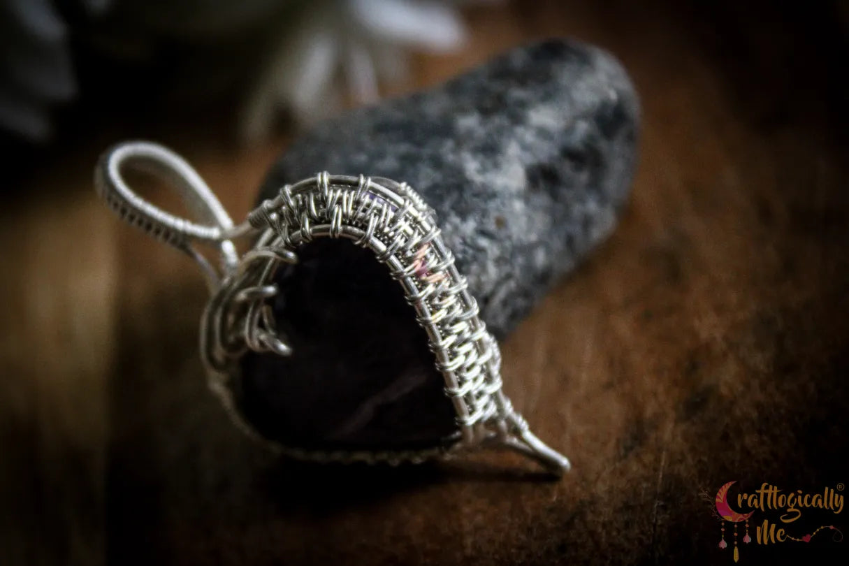 Silver Charoite Gemstone Heart Wrap Pendant – Fine Silver Handmade Jewelry