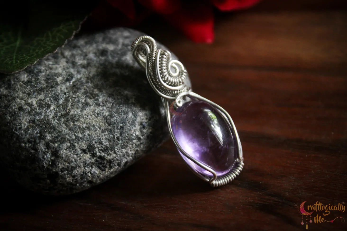 Silver Amethyst Wire Wrapped Pendant – Handmade Gemstone Jewelry