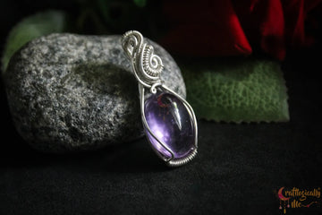Silver Amethyst Wire Wrapped Pendant – Handmade Gemstone Jewelry