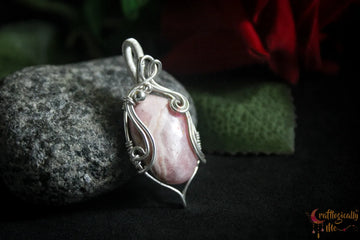 Silver Rhodochrosite Swirl Pendant – Handmade Gemstone Jewelry