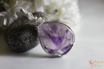 Silver Amethyst Swirl Wire Wrapped Pendant – Handmade Gemstone Jewelry