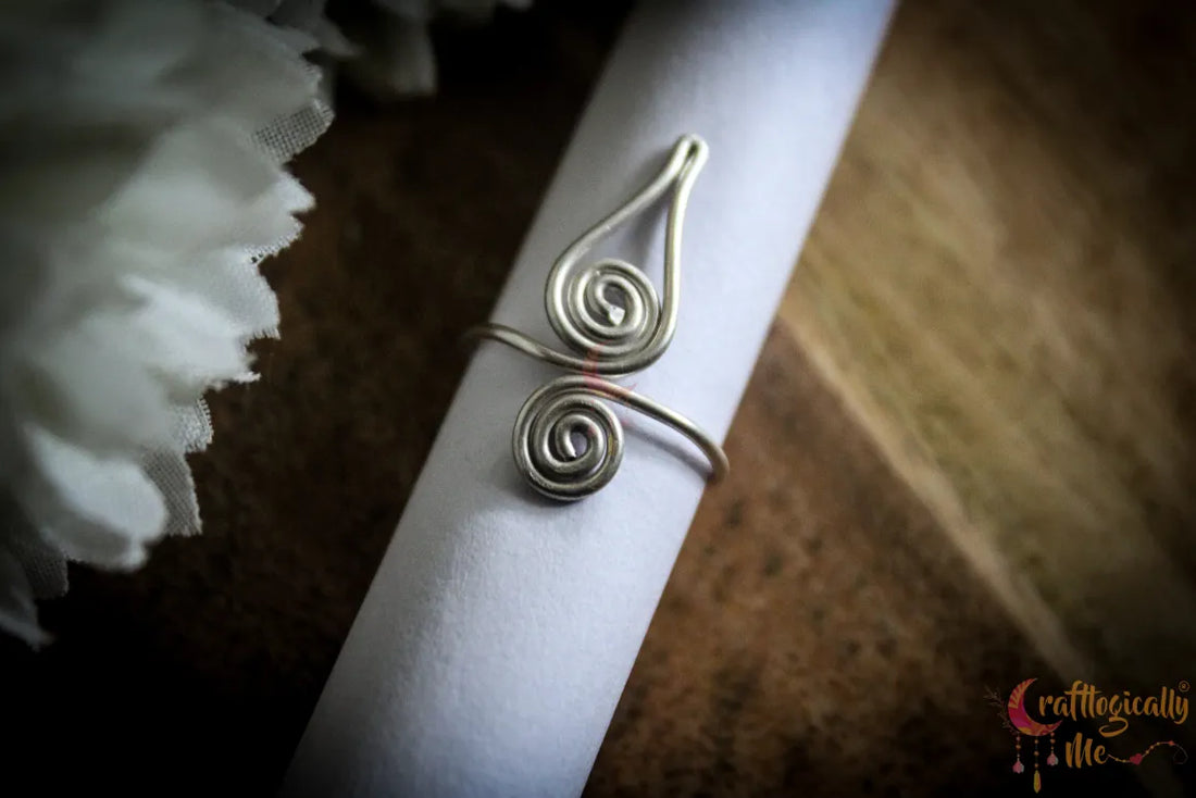 Silver Leafy Swirl Adjustable Ring – Fine Silver Handmade Jewelry