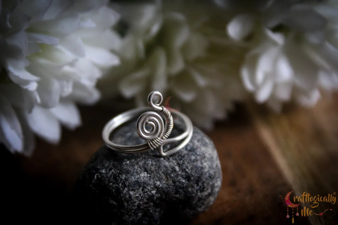 Silver Single Swirl Adjustable Ring – Fine Silver Handmade Jewelry
