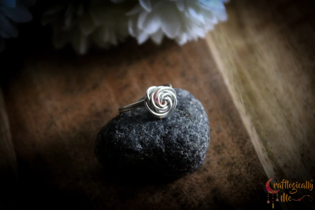 Silver Rose Adjustable Ring – Fine Silver Handmade Jewelry