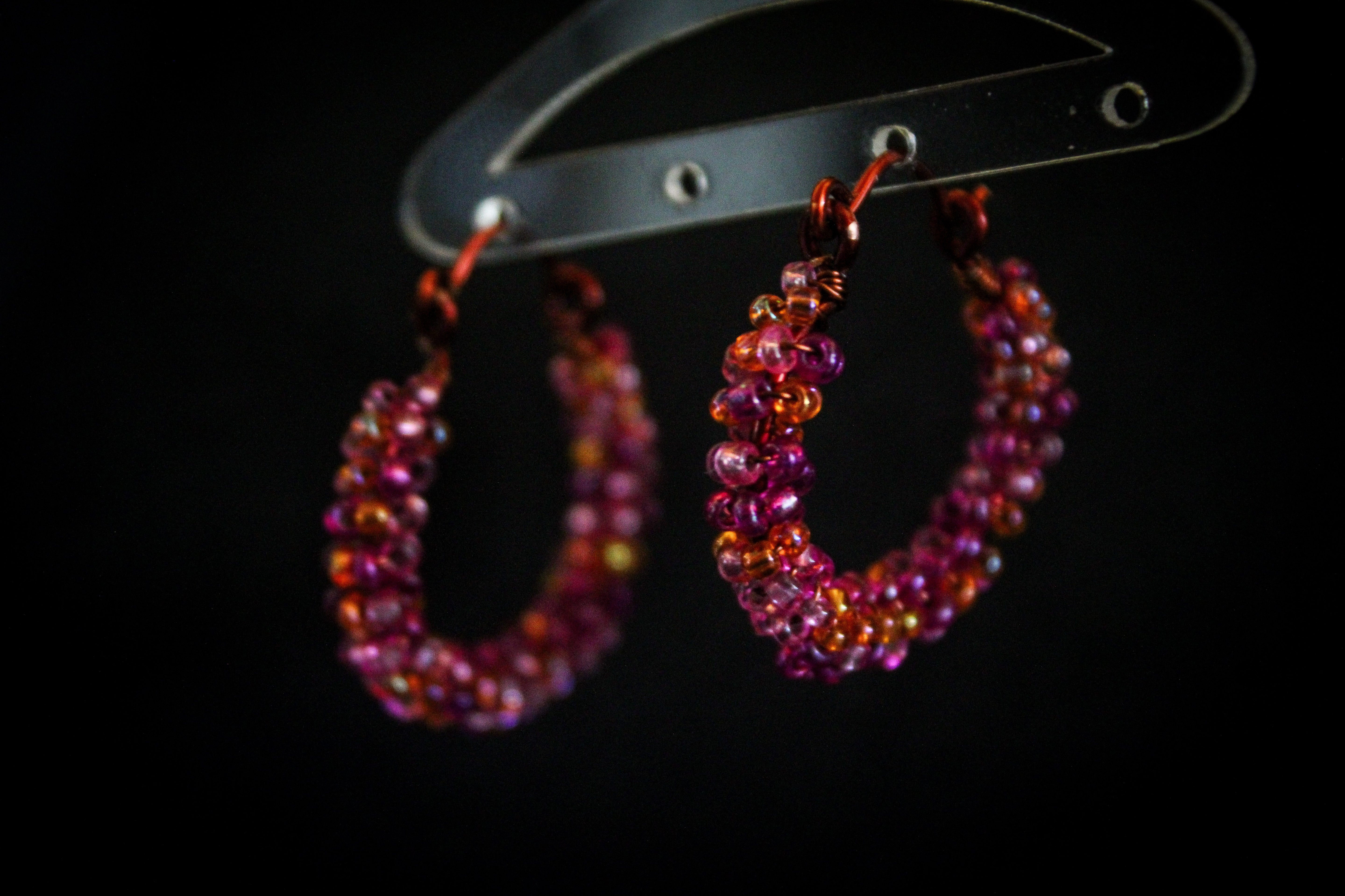 Seed Bead Hoops Earrings – Handmade Wire Jewelry