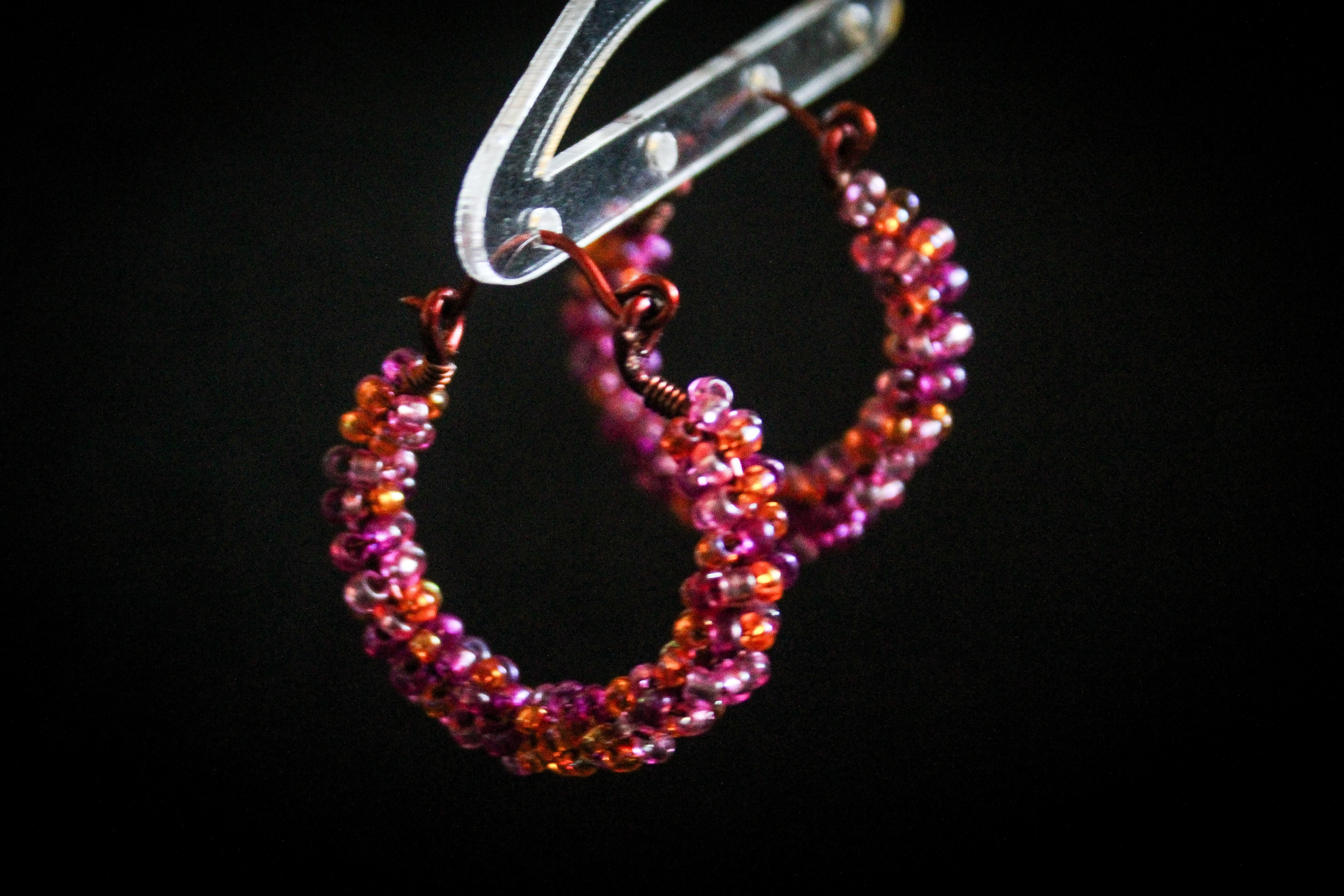 Seed Bead Hoops Earrings – Handmade Wire Jewelry