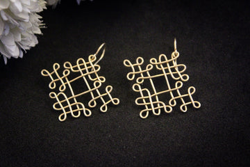 Sikku Kolam Earrings - Handmade Wire Art Jewelry