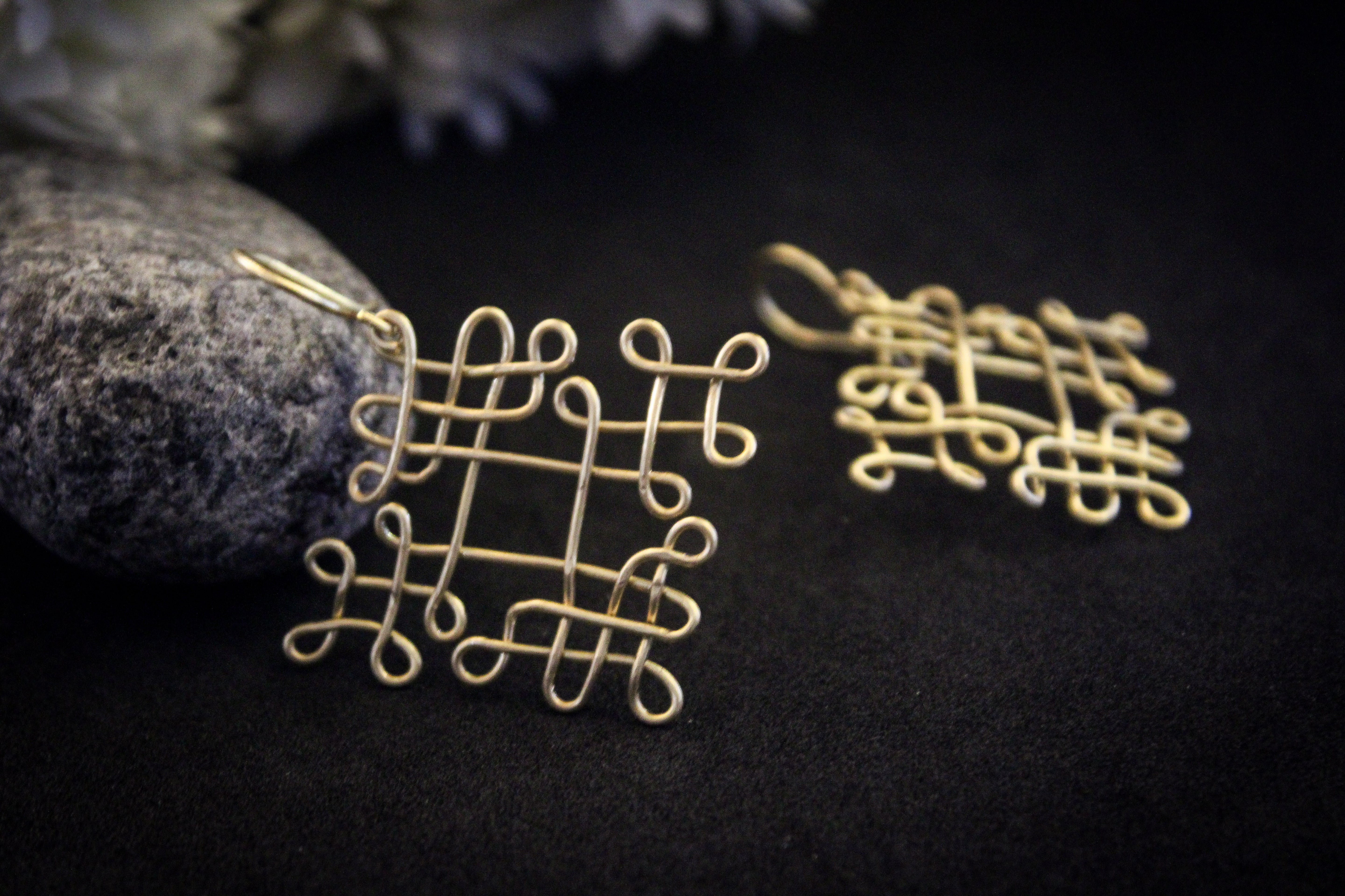 Sikku Kolam Earrings - Handmade Wire Art Jewelry