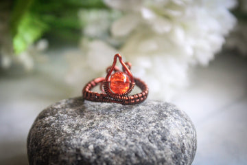 Bead Woven Drop Adjustable Ring – Handmade Statement Jewelry
