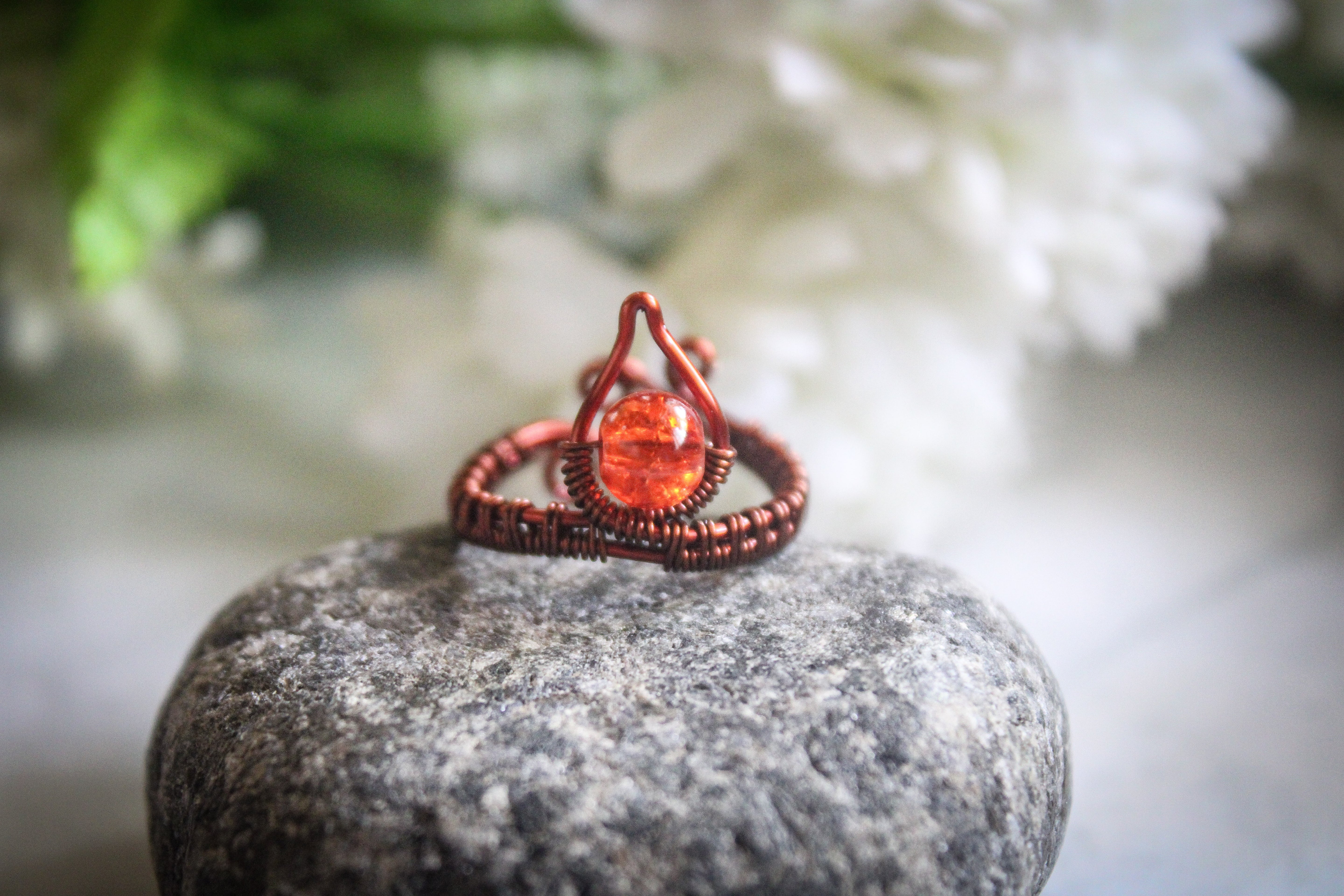 Bead Woven Drop Adjustable Ring – Handmade Statement Jewelry