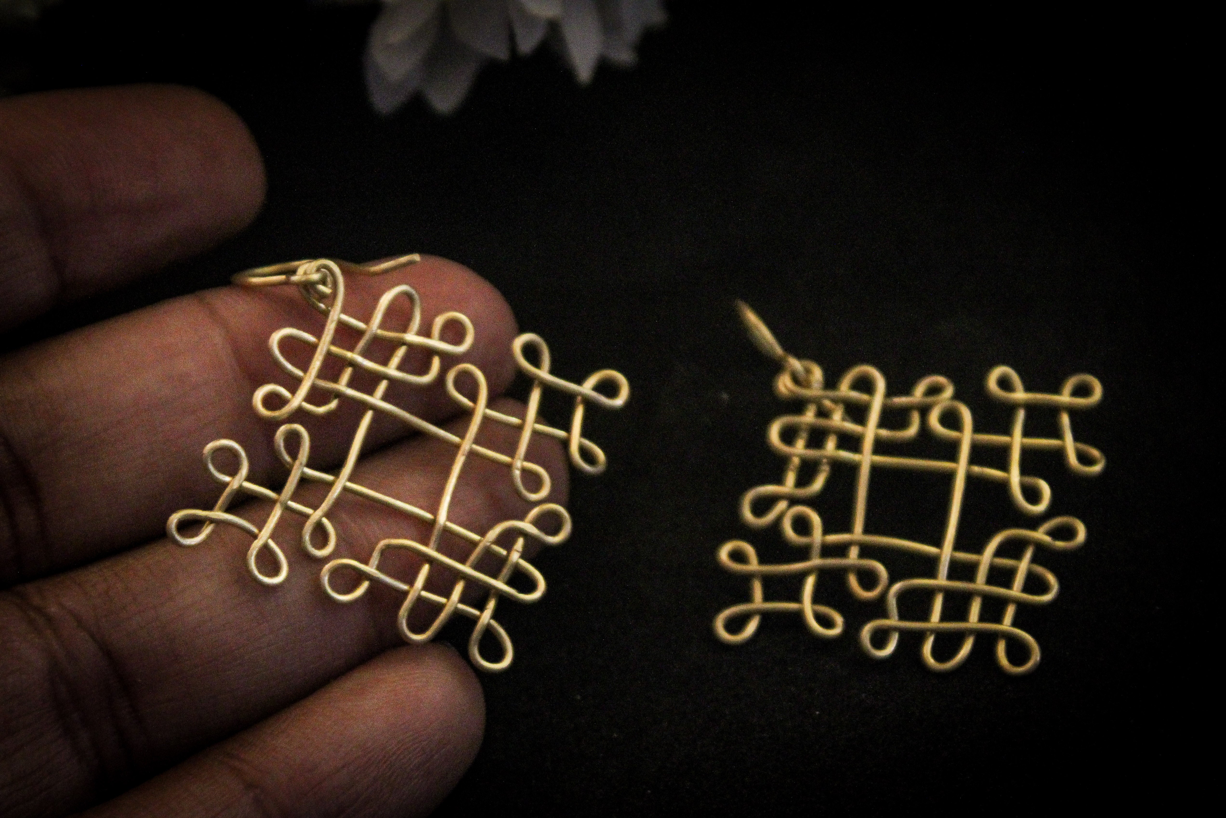 Sikku Kolam Earrings - Handmade Wire Art Jewelry